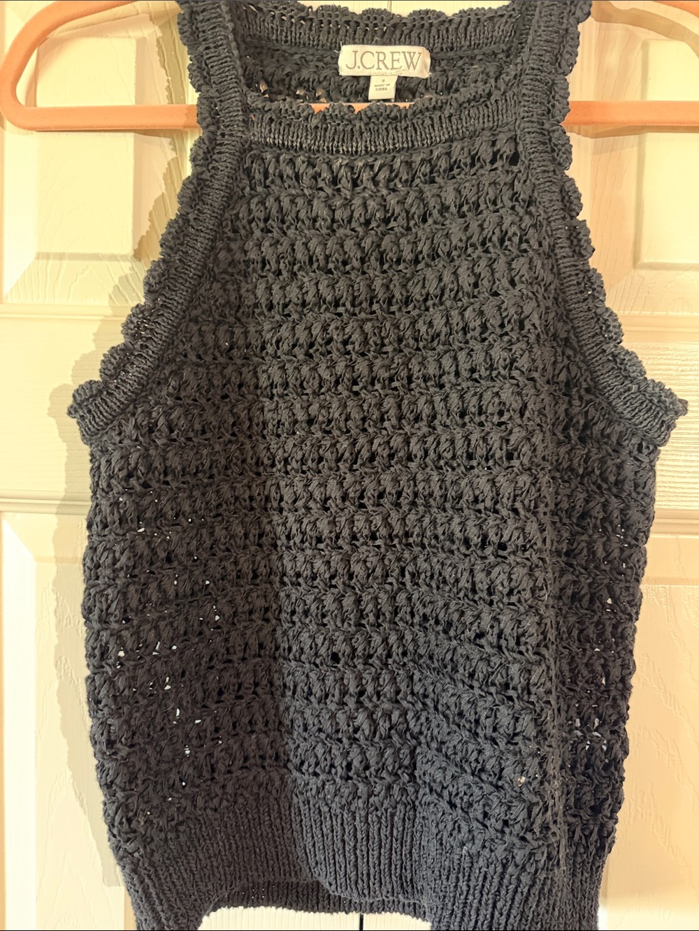 J. Crew Black Crocheted Knit Sleeveless Top